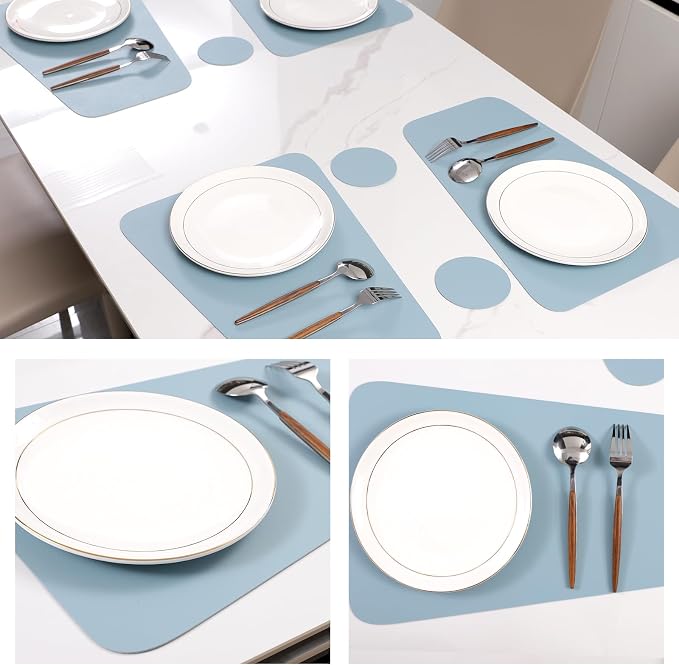 Faux Leather Waterproof Placemats Set of 8-Heat Resistant Non Slip and Scratch - Image 4