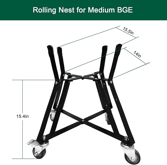Medium BGE Nest, Grill Stand for BGE Accessories, Rolling Nest - Image 2