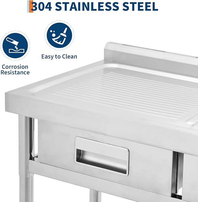 Freestanding Stainless Steel Utility Sink - Image 6
