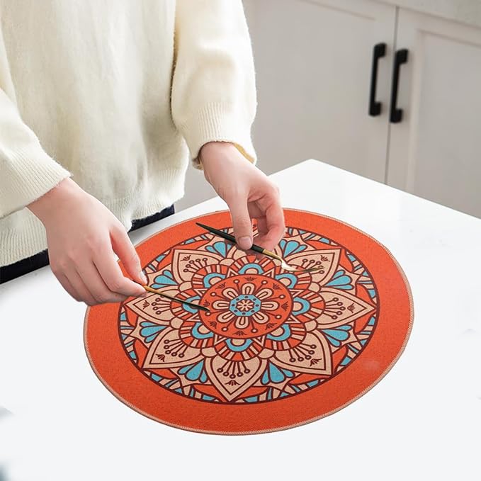 PIGCHCY Rubber Boho Placemats Set of 6, Waterproof Washable Table Mats - Image 5