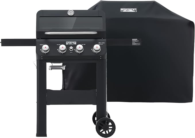 Monument Grills 4-Burner Liquid Propane Gas Grill, Matte Black Stainless Steel by MonumentGrills