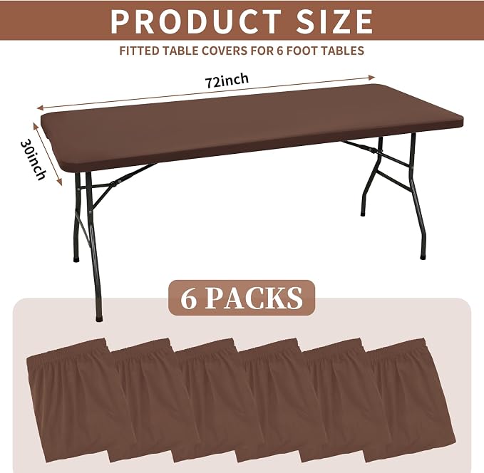 6 Pack Stretch Fabric Table Top Cap Cover, fits 6' Tables, Spandex Table Covers - Image 2