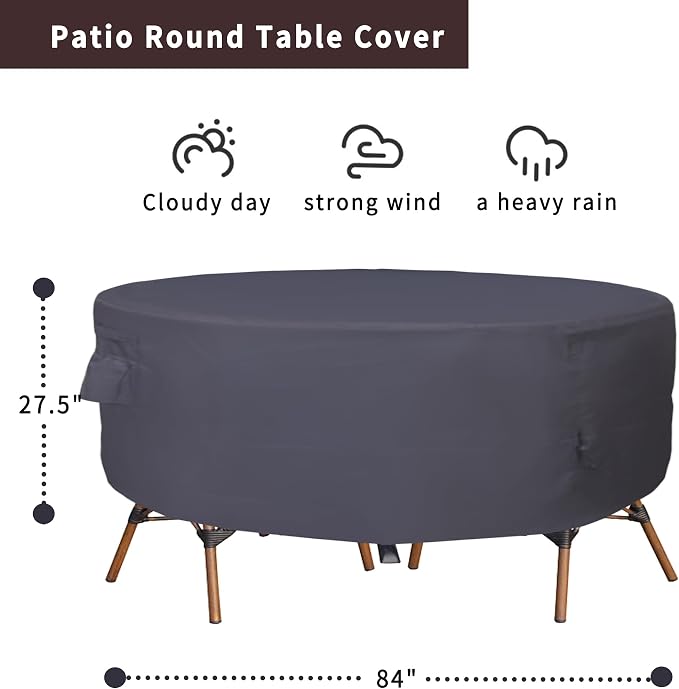 Round Patio Furniture Cover, Heavy Duty and Waterproof - Image 2