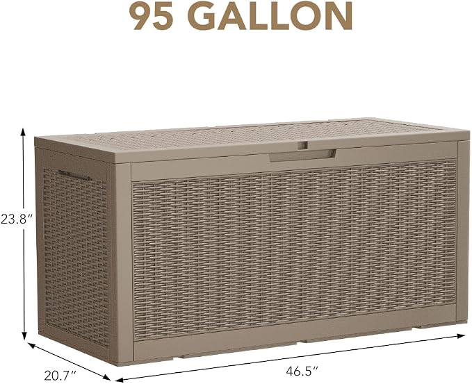 Devoko 95 Gallon Deck Box Large Resin Outdoor Storage Box, Waterproof and UV - Image 6