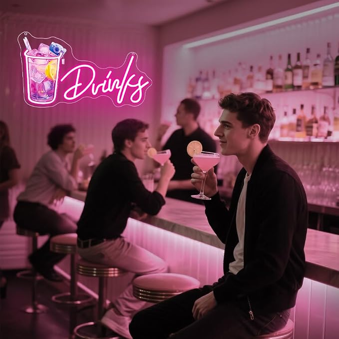 Drinks Neon Signs for Wall Decor, Cool Cocktail Glass LED Sign Art Wall Lights - Image 6