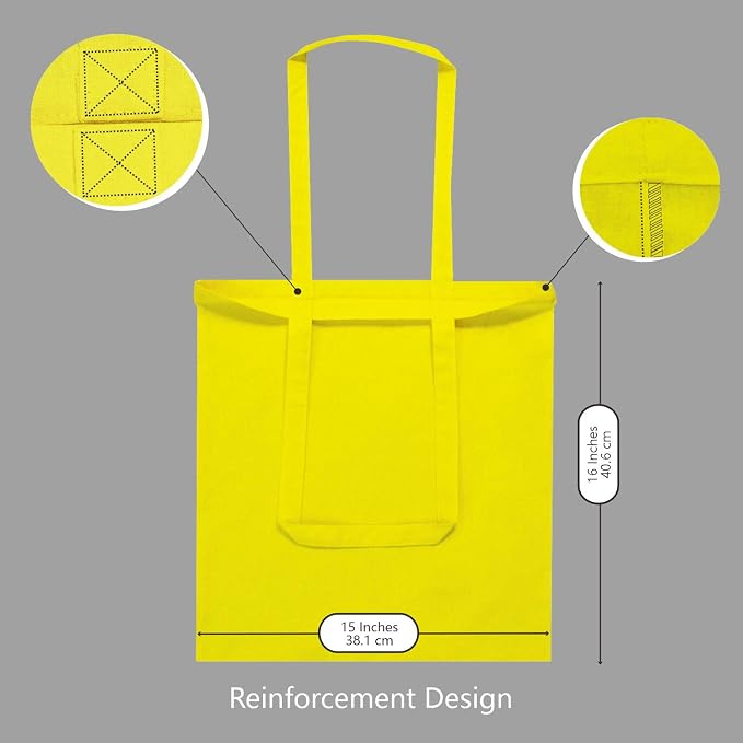 TOPDesign 24-Pack Economical 16"x15" Yellow Cotton Tote Bag, Lightweight Medium - Image 5