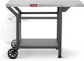 Movable Grill Table with Folding Side Table, Pizza Oven Table as BBQ Food Prep by Idealforcook