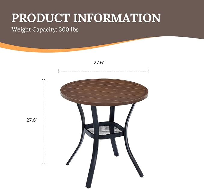 VICLLAX 27.5" Outdoor Round Patio Table - Image 3