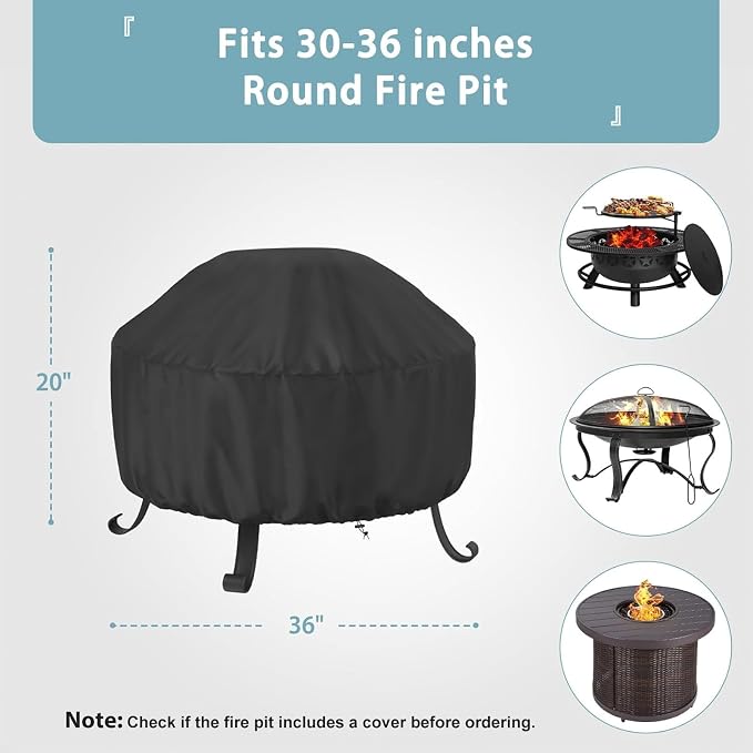 SHINESTAR Fire Pit Cover Round 36 In, Outdoor Fire Pit Cover - Image 2