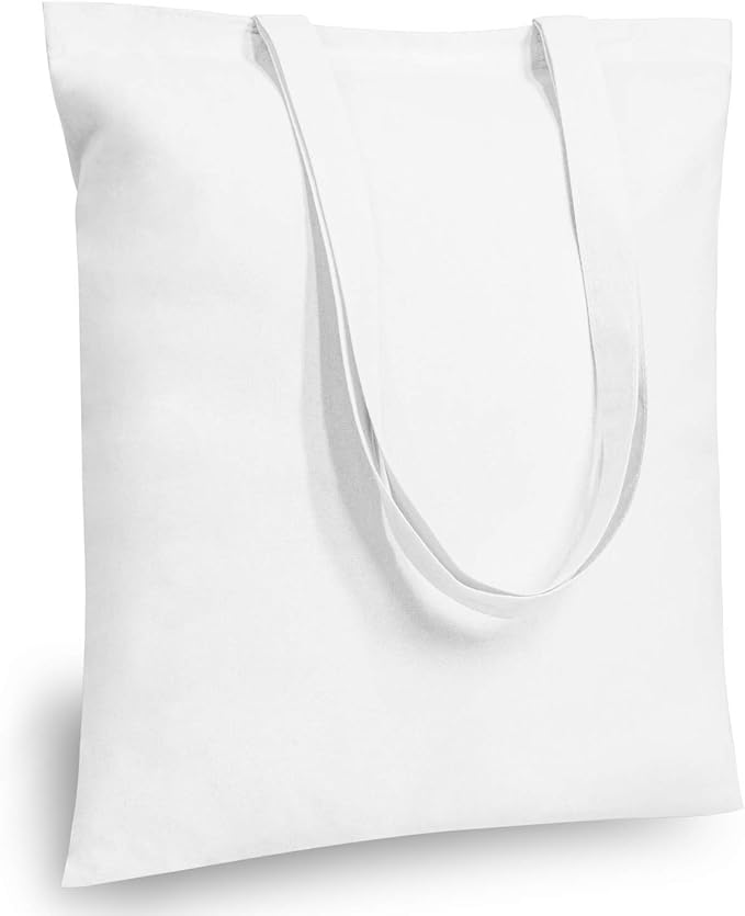 TOPDesign 5-Pack Economical 16"x15" White Cotton Tote Bag, Lightweight Medium by TOPDesign