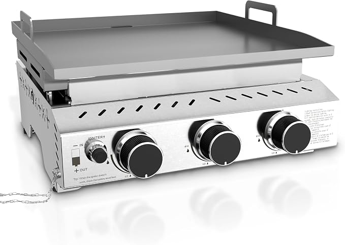R.W.FLAME 3 Burner Tabletop Propane Griddle, 000 BTU Flat Top Grill by RWFLAME
