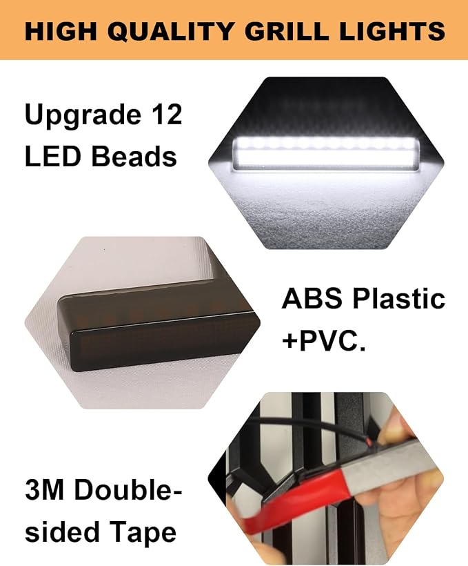 LED Grill Light for 2025 2024 Chevrolet Silverado Raptor Grille Lights Amber - Image 3
