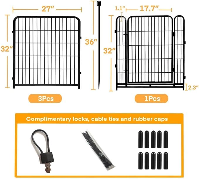 Garden Fence with Gate 32 in×27 in 4 Panels, Fence Blocker - Image 3