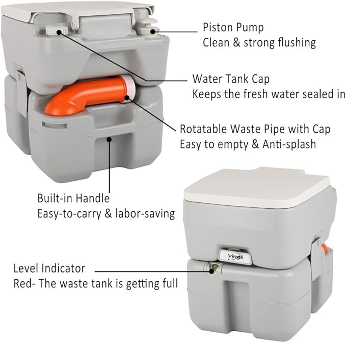 VINGLI Upgraded Portable Sink and Toilet Combo| Self-contained 5 Gal Hand - Image 5