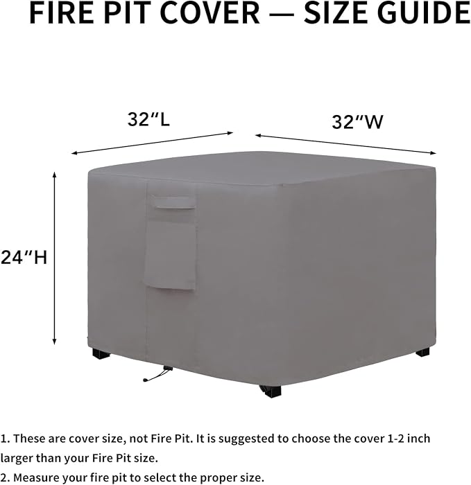 Easy-Going Outdoor Fire Pit Cover Square 32" Lx32 Wx24 H, Durable Outdoor Gas - Image 2