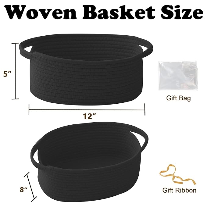 Gift Basket with Gift Bag and Ribbons, Small Rope Woven Shelf Storage, Baskets - Image 2