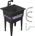 Freestanding Utility Sink with One Handle Black Faucet by NoahWilliamHome