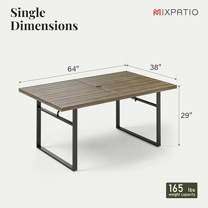Outdoor Patio Dining Table for 6, Teak Rectangle Patio Table - Image 2
