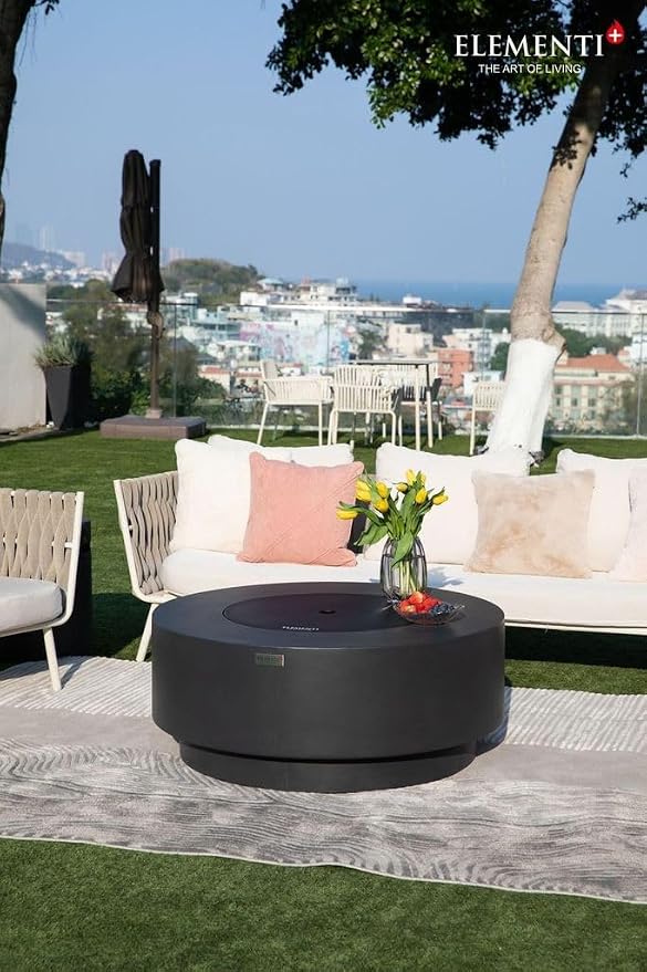 Elementi+ | Bundle Nimes Gas Fire Pit Cast Concrete 40" Dia. Round Fire Table - Image 4