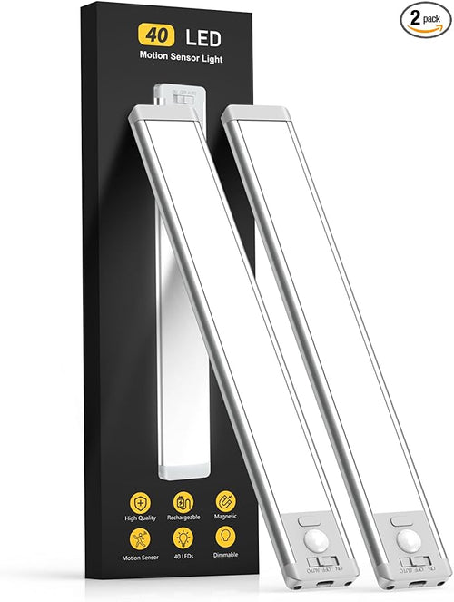 10inch Under Cabinet Lighting, 2 Pack Rechargeable Motion Sensor Light Indoor by MCGOR