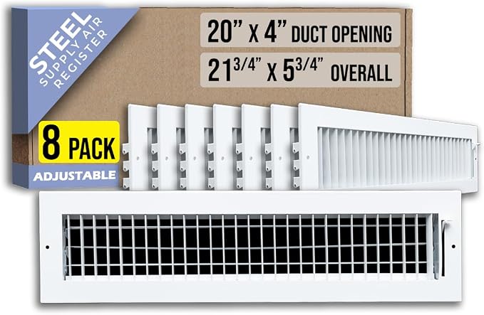 Fits 20x4 Duct Opening Steel Adjustable Air Supply Grille by Handua | Register by Handua