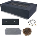 Elementi+ | Cape Town Gas Fire Pit Cast Concrete 56" Rectangular Fire Table by AMSFireplaceInc