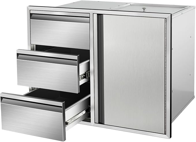 Outdoor Kitchen Door Drawer Combo Cabinet 28" W x 22" H x 19.5" D Stainless by SGOLAN