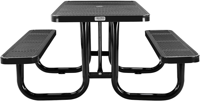 Global Industrial 72" Rectangular Perforated Metal Outdoor Picnic Table - Image 3