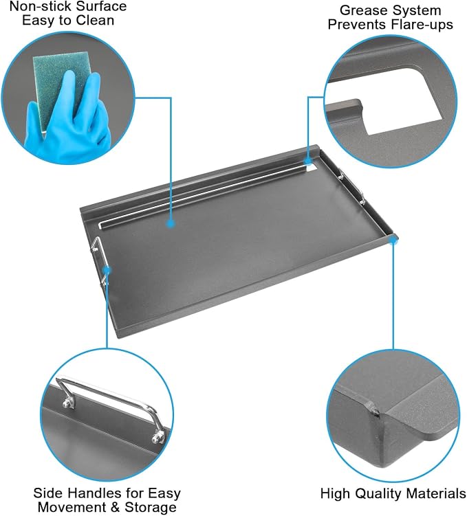 Full Size Griddle Inserts for Weber Summit 600 Series Grills, Flat Top Griddle - Image 3