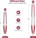 Tongs with Silicone Tips, Locking Stainless Steel, Red