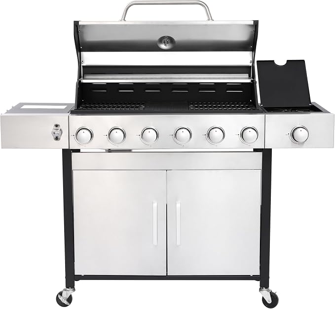 6-Burner Gas Grill with Side Burner, 65850 BTU Outdoor BBQ Grill, 620 sq in - Image 6