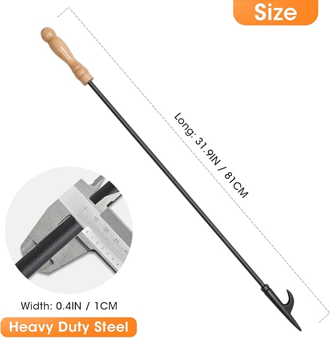 Fire Poker for Fire Pit, 32 inch Fireplace Poker Premium Solid Steel Fire Pit - Image 5