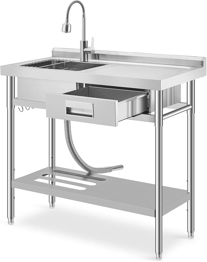 Freestanding Stainless Steel Utility Sink by Unknown