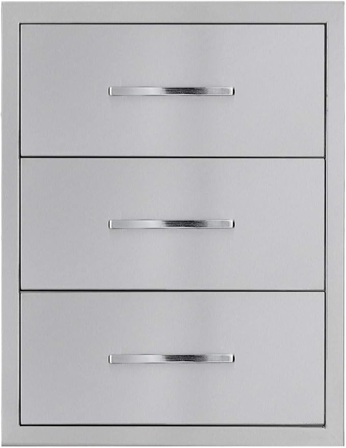 18" W x 24" H x 23" D Stainless Steel Outdoor Kitchen Drawers BBQ Drawer Triple by Unknown