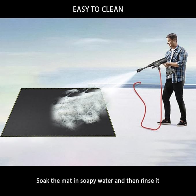 Grill Pad Floor Mat, 40x60 Inch, Black Silicone Fiberglass, Fireproof