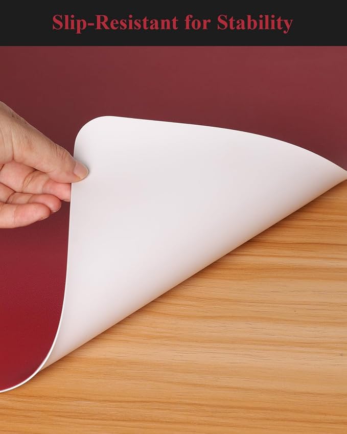 Wine Red Plastic Table Cover Protector, 1.5mm Thick Rectangle Vinyl Table Top - Image 6