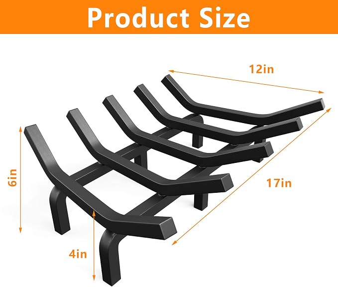 Mr IRONSTONE Fireplace Grate Fireplace Log Holder Solid Steel Heavy Duty - Image 6