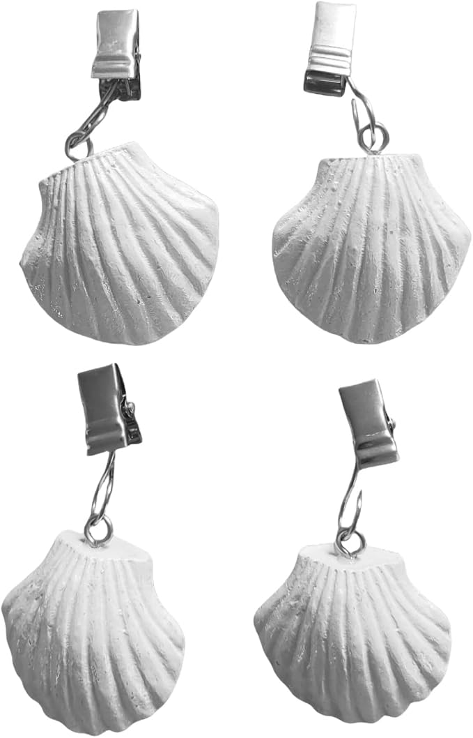 TwoFish Home Set of 4 White-Shell Resin Tablecloth Weights Clips White-Shell - Image 3