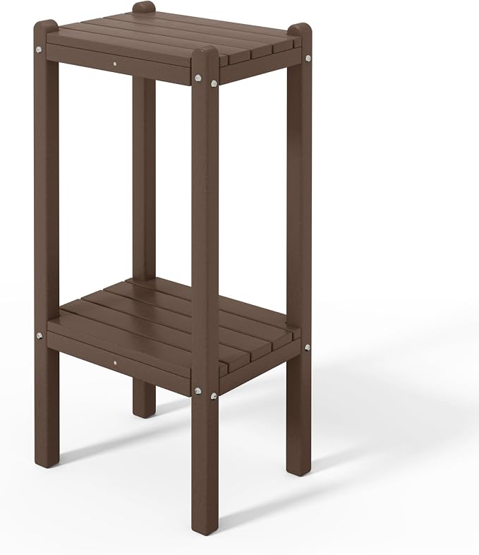 Costaelm Outdoor Side Table, 2-Tier Small Patio Coffee Tables by Costaelm