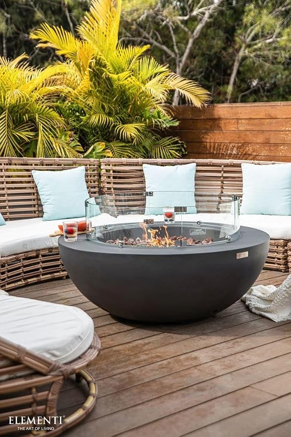 Elementi | Bundle Lunar Gas Fire Pit Cast Concrete 42" Round Fire Table - Image 6