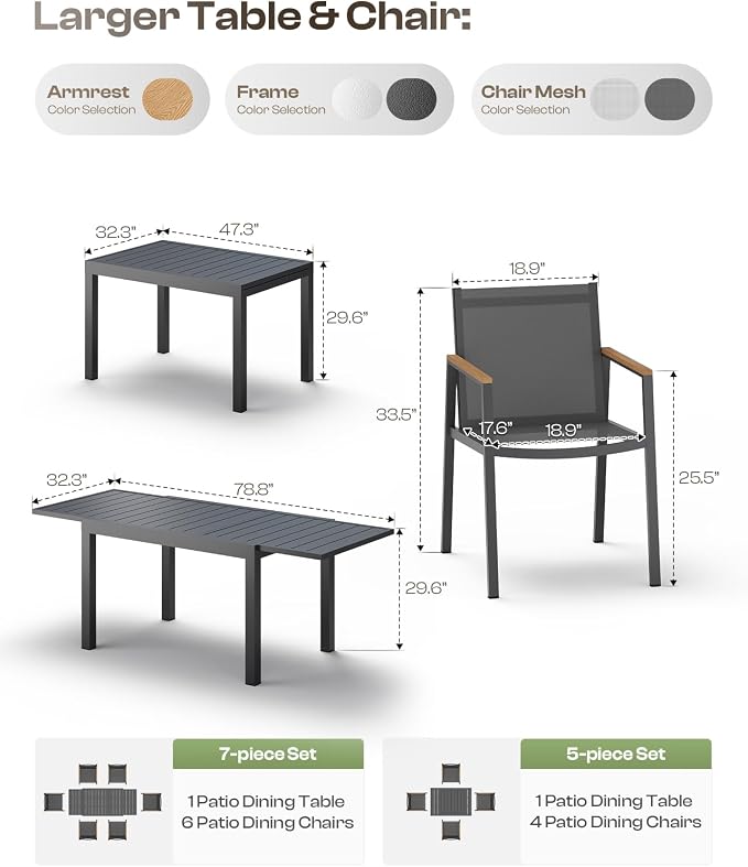 Outdoor Dining Chairs Set of 2, Aluminum Patio Dining Chairs - Image 7