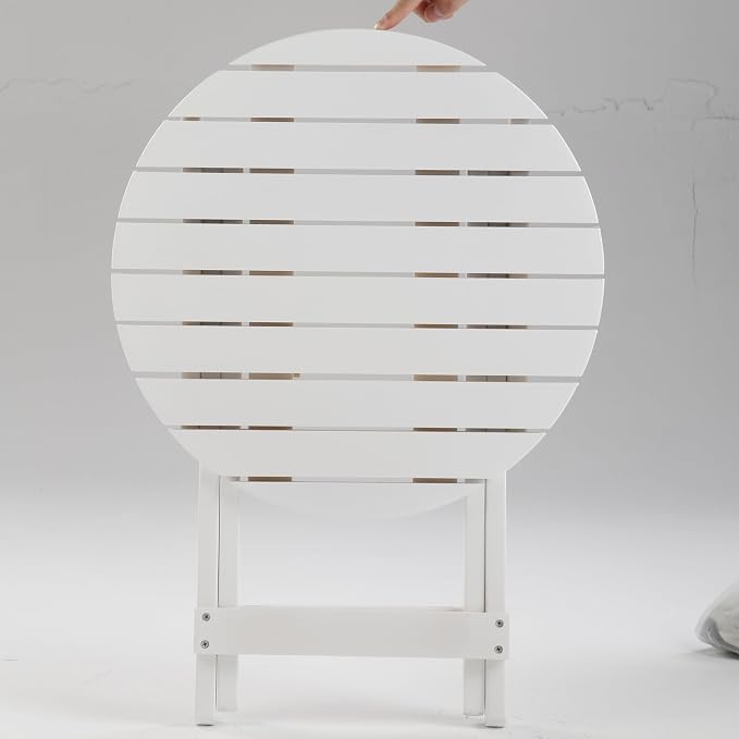 Outdoor Small Round Folding Side Table, Foldable Wooden End Tables - Image 7