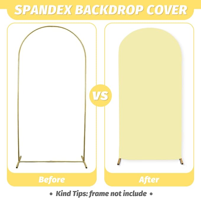 MODFUNS Light Yellow Arch Cover Set of 3 Spandex Arch Stand Cover 4ft 5ft 6ft - Image 4