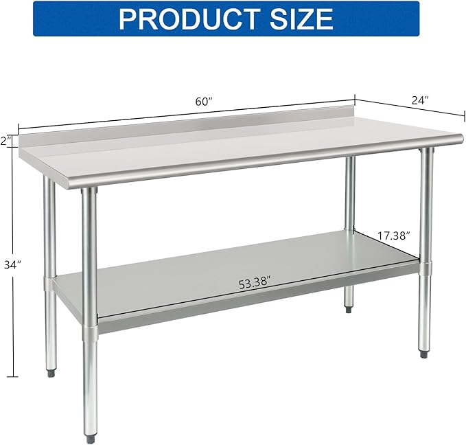 HARDURA Stainless Steel Table Prep & Work Table 24 x 60 Inches NSF Heavy Duty - Image 2