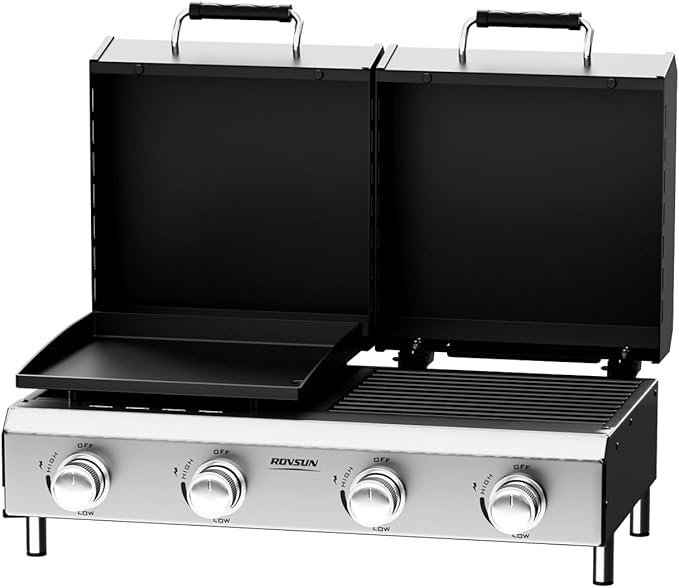Bonnlo 4 Burners Gas Flat Top Grill and Griddle Combo by Bonnlo
