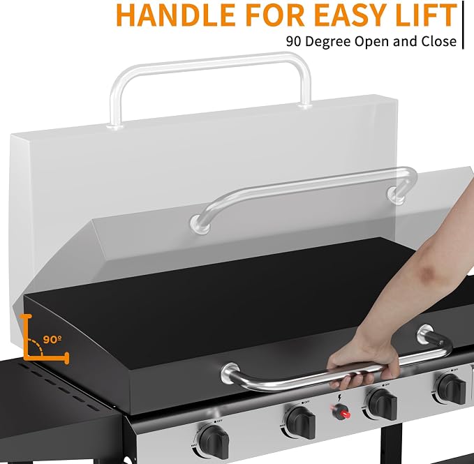 4 Burner Propane Griddle with Lid, 30 Inch Stainless Steel Portable Detachable - Image 6