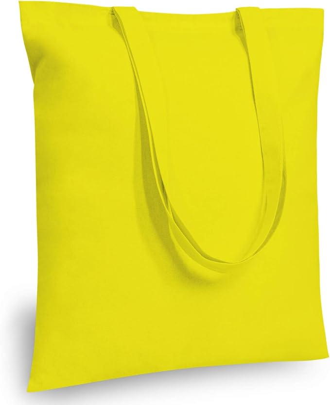TOPDesign 12-Pack Economical 16"x15" Yellow Cotton Tote Bag, Lightweight Medium by TOPDesign