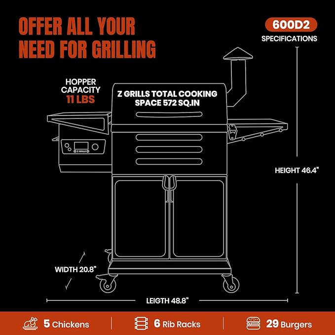 Z GRILLS Wood Pellet Grill & Smoker 8-in-1 Pellet Grill - Image 6