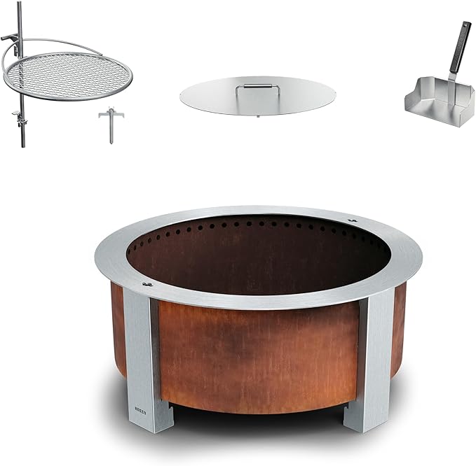 Breeo Smokeless Fire Pit Grilling Bundle | 27.5 inch Smokeless Firepit by Breeo
