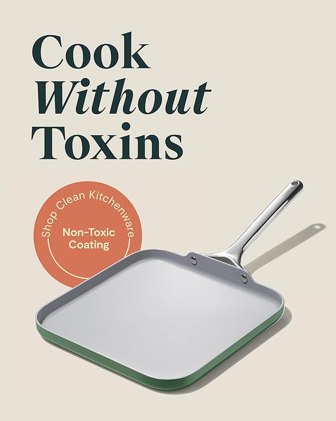 Griddle 11-Inch Square Non-Stick Ceramic Pan, Sage
